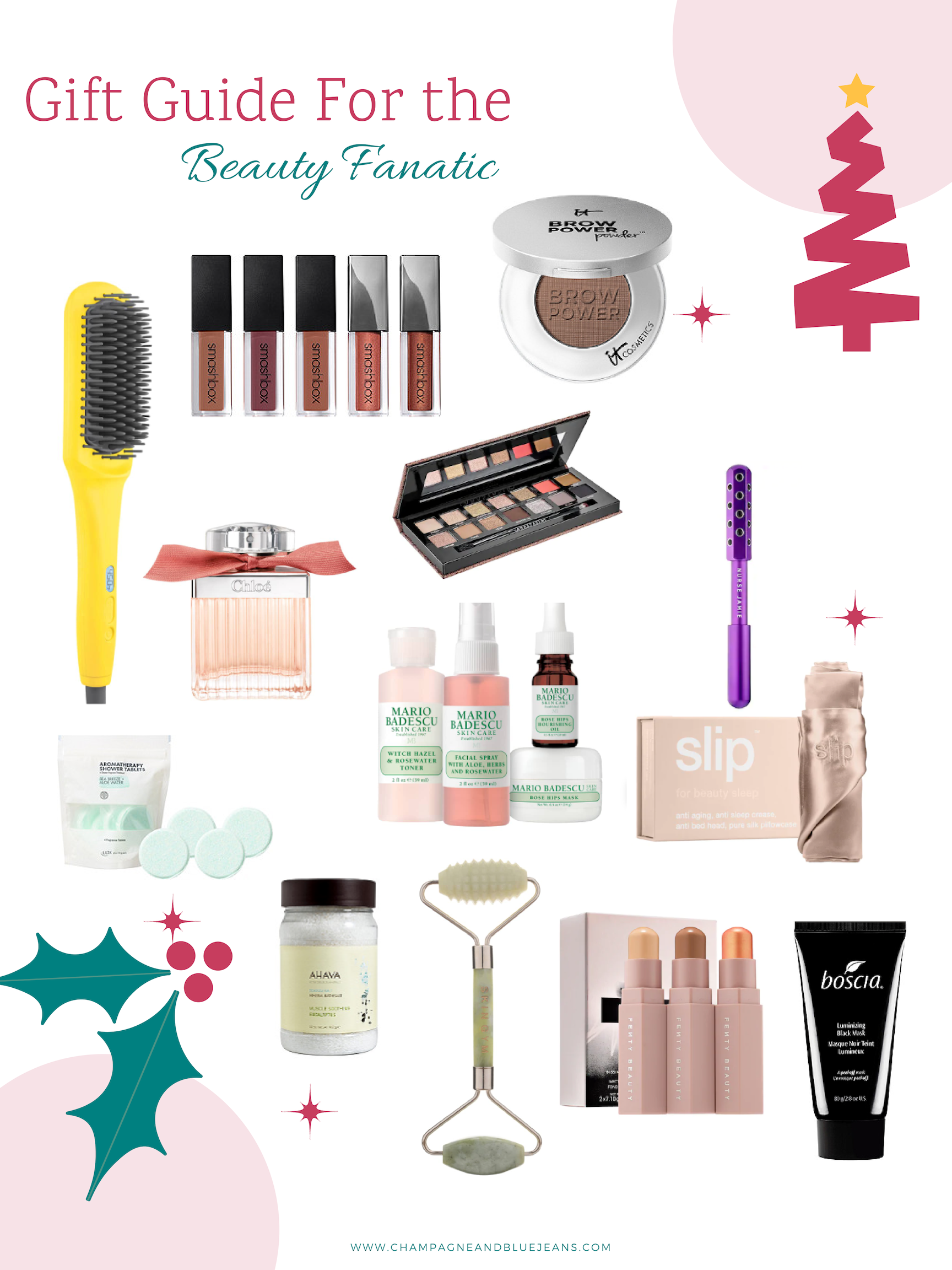 Christmas Gift Guide for Beauty by Champagne and Blue Jeans