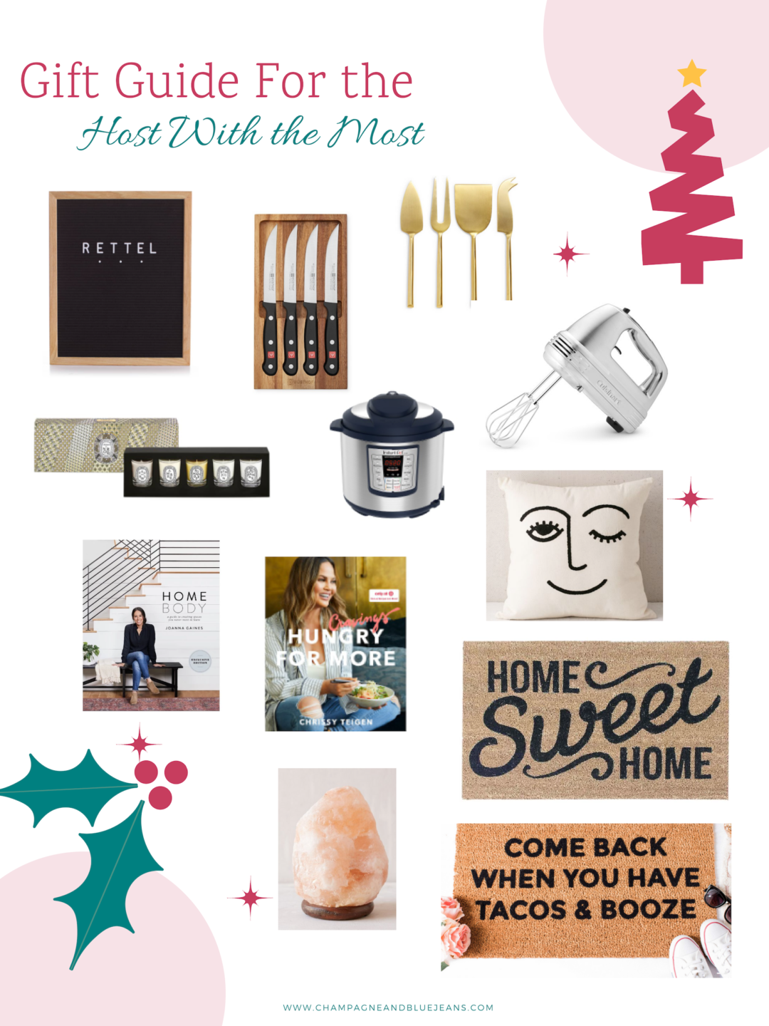 Christmas Gift Guide for the hostess by Champagne and Blue Jeans